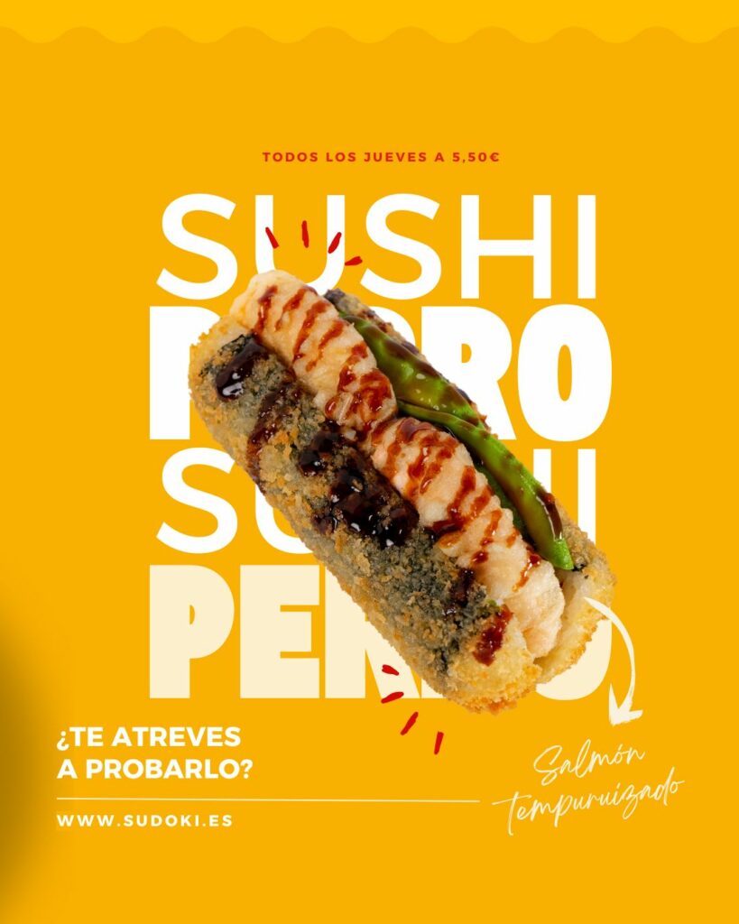 hot dog de sushi salmón